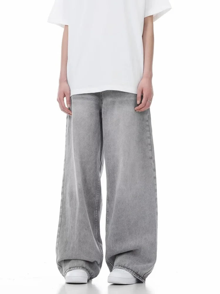 Vintage Grey Wide-Leg Baggy Jeans