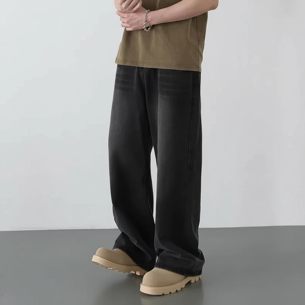 Vintage Wash Loose Wide-Leg Jeans