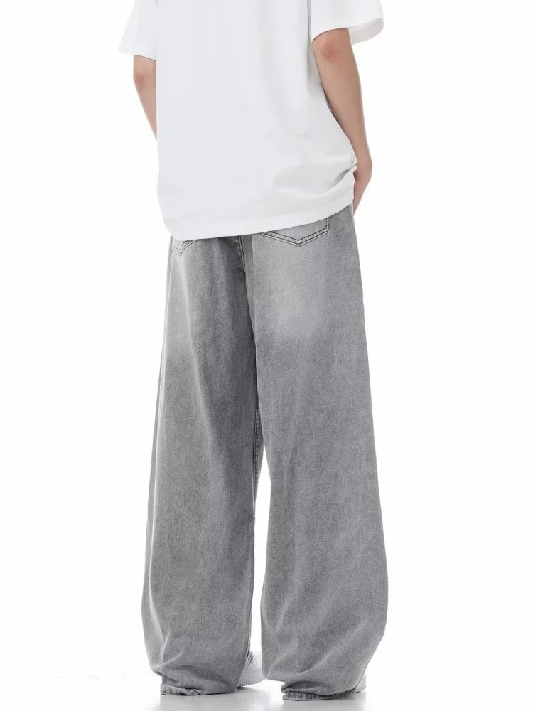 Vintage Grey Wide-Leg Baggy Jeans