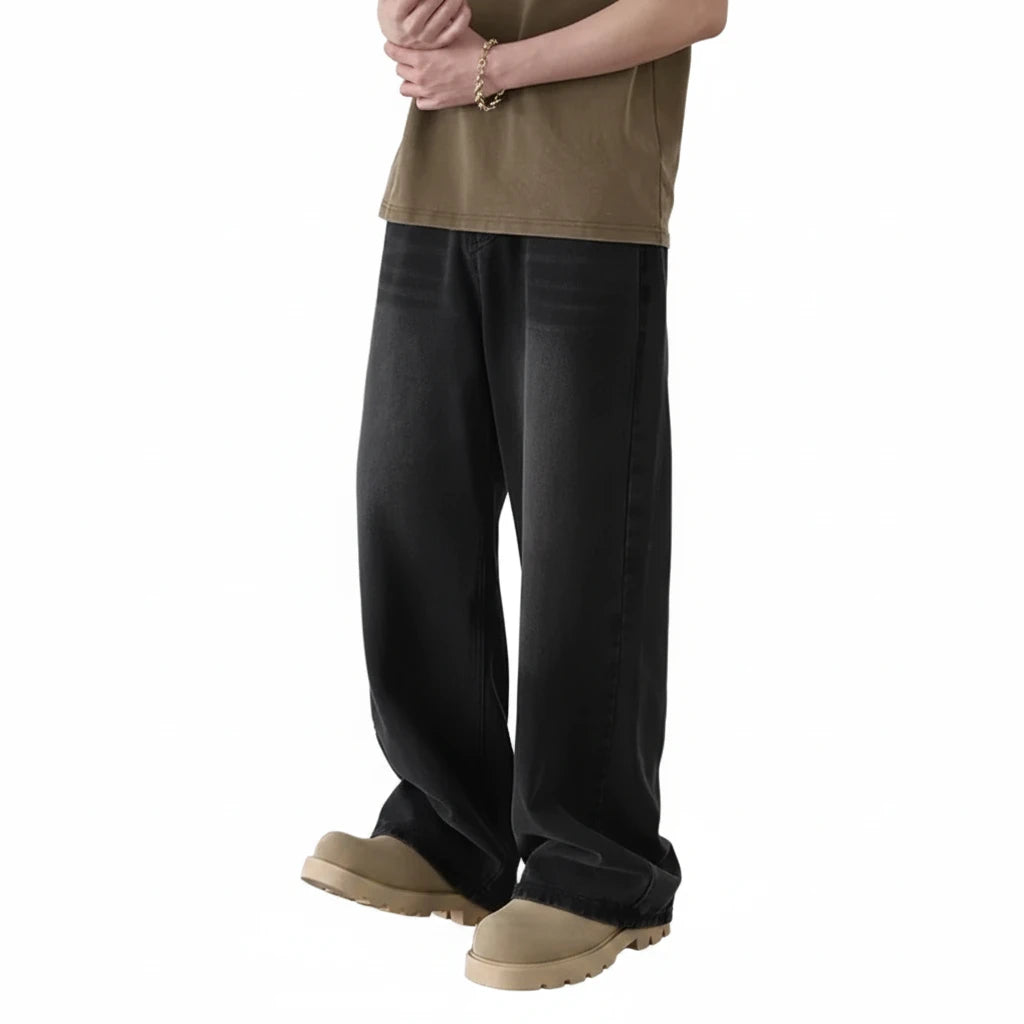 Vintage Wash Loose Wide-Leg Jeans