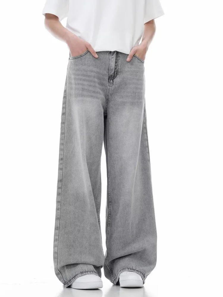 Vintage Grey Wide-Leg Baggy Jeans