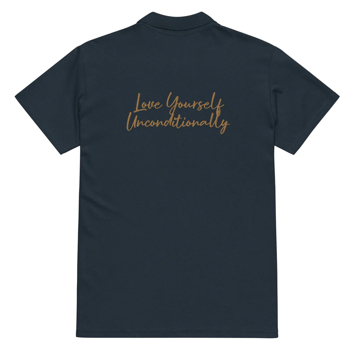 Self Love Premium pique polo shirt with Old Gold Embroidery