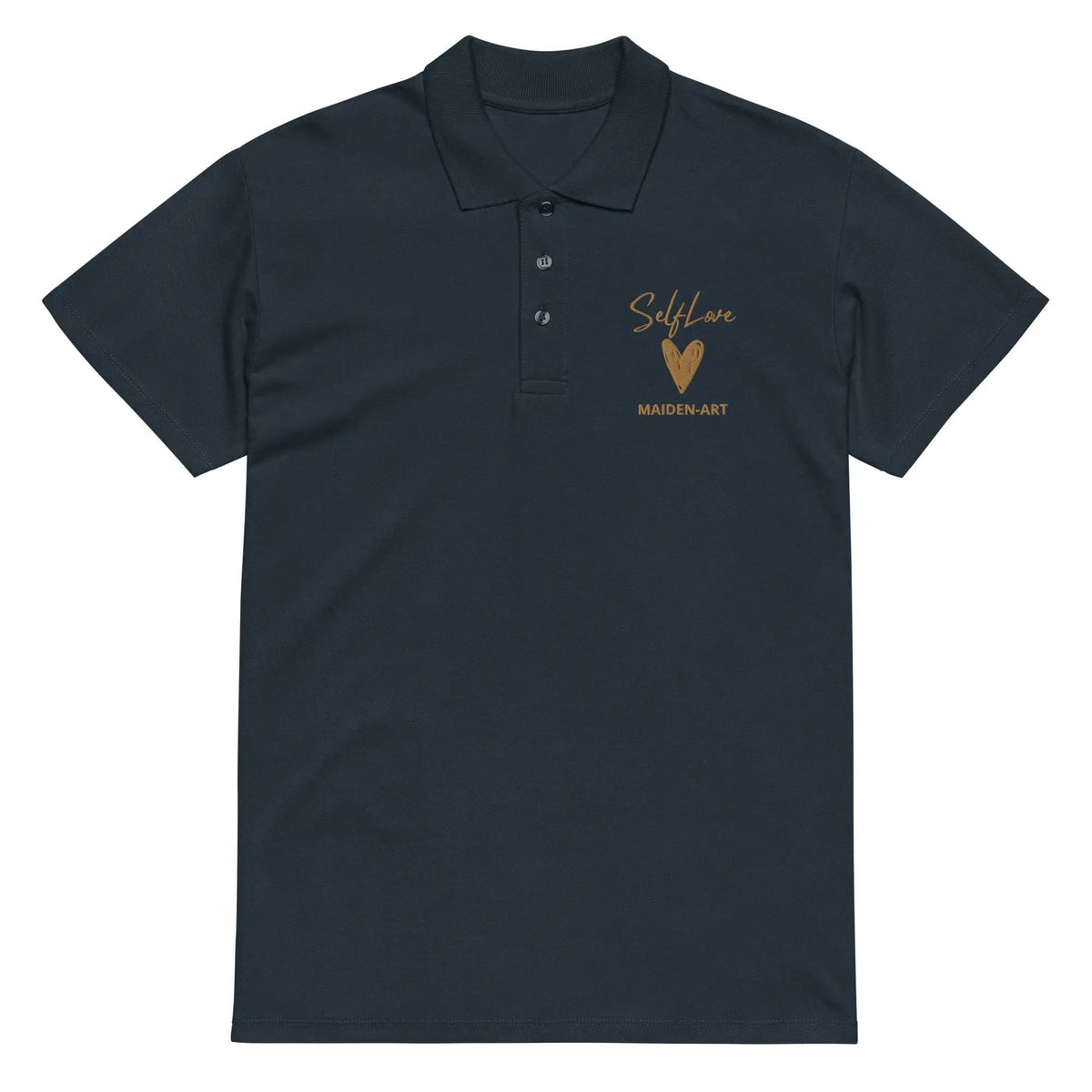 Self Love Premium pique polo shirt with Old Gold Embroidery